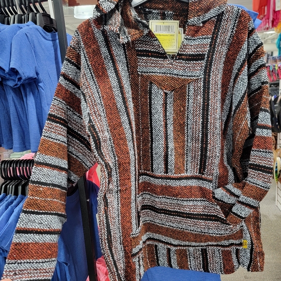 Vintage Sweaters - Unisex Mexican Baja Hoodie With Front Pocket